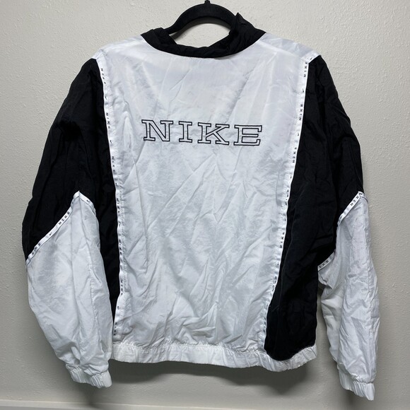 Nike Black White Y2K Full Zip Long Sleeve Windbreaker Size Large - Picture 2 of 9